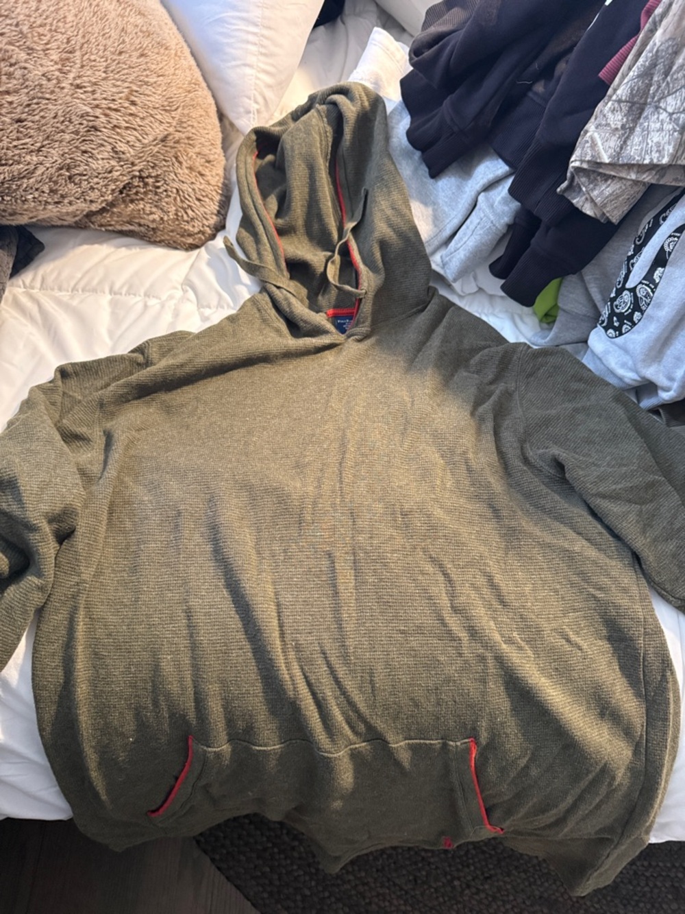 Polo by Ralph Lauren Olive Green Hoodie with Red Trim